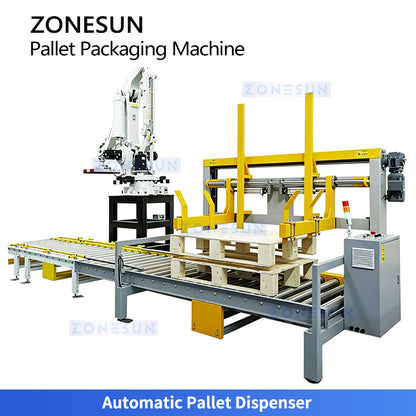 Max Efficiency: ZONESUN ZS-PWM2 Robotic Palletizing, Strapping & Rotary Arm Wrapping Production Line
