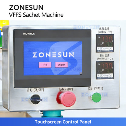 ZONESUN ZS-FP220E Fully Electric Paste VFFS Packing Machine for Creams, Lotions, Jams and Sauces
