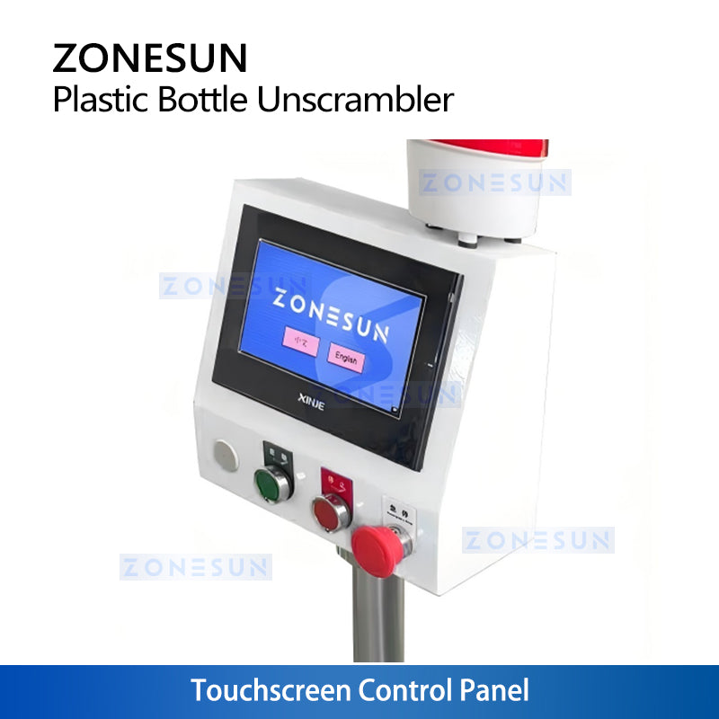 ZONESUN ZS-LP250S: Robotic Plastic Bottle Unscrambler for Irregular, Square & Flat Bottles