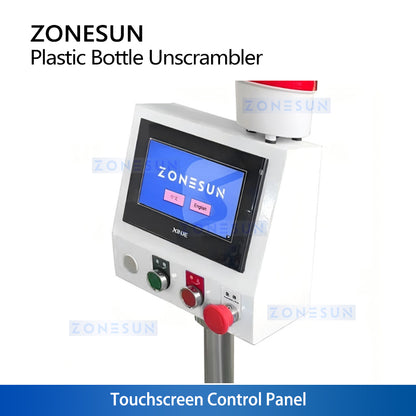 ZONESUN ZS-LP250S: Robotic Plastic Bottle Unscrambler for Irregular, Square & Flat Bottles