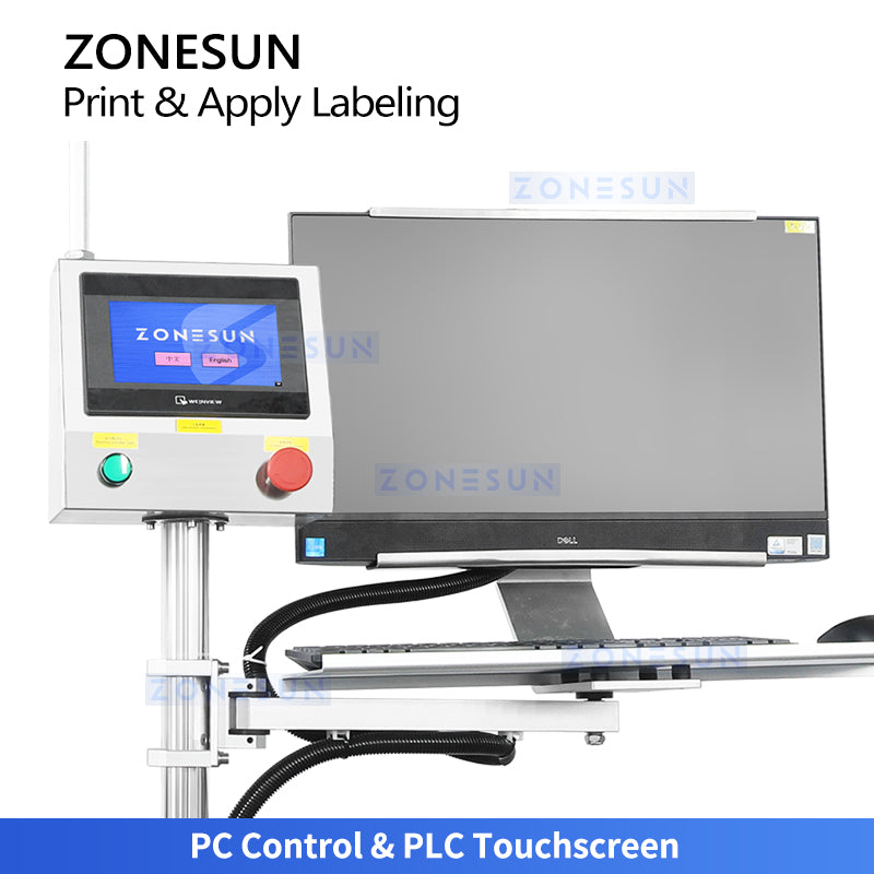 Variable Data: ZONESUN ZS-TB164PO Real-Time Print & Apply Labeling Machine for Round Bottles