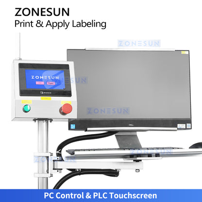 Variable Data: ZONESUN ZS-TB164PO Real-Time Print & Apply Labeling Machine for Round Bottles