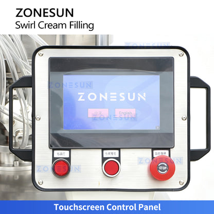 ZONESUN ZS-RSV4L Semi-Automatic 4-Color Swirl Cream Servo Piston Filling Machine