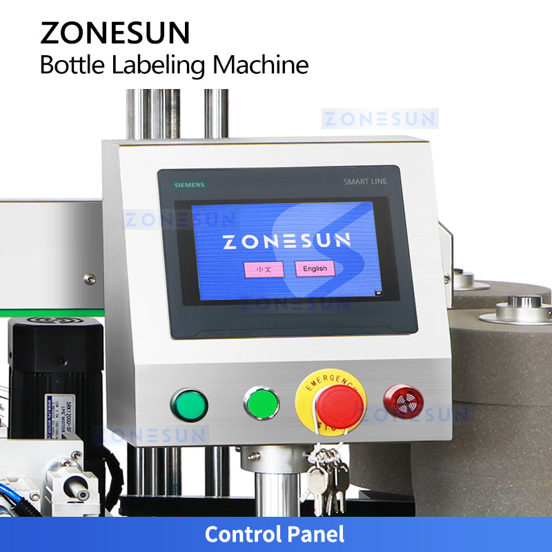 High Precision: ZONESUN ZS-TB300L Automatic Labeling Machine for Round & Flat Bottles Jars / Flasks