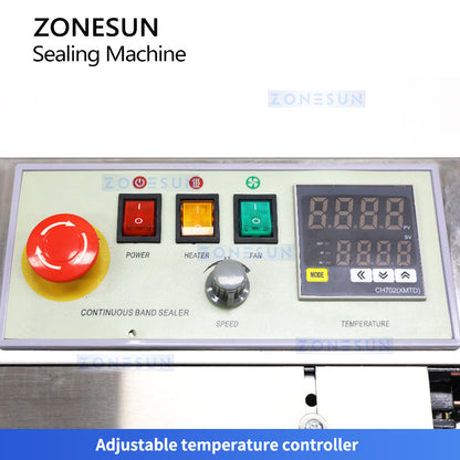 ZONESUN ZS-FR770 ML Continuous Film Sealing Machine with Printing, Adjustable Speed,and Temp Control