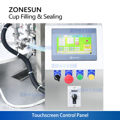 ZONESUN ZS-AFS07R Automatic Servo Gear Pump Rotary Cup Filling and Sealing Machine