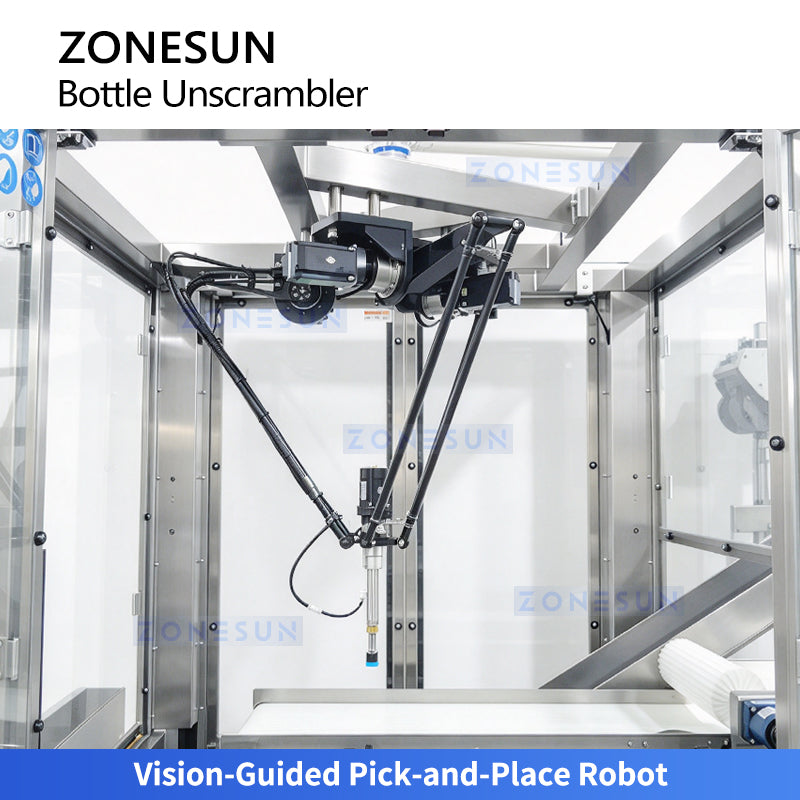 ZONESUN ZS-LP350 Automatic Robotic Bottle Unscrambler with Vision System for Irregular Bottles