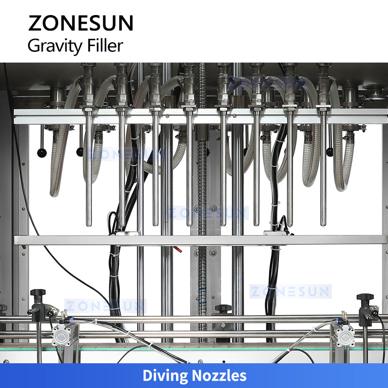 ZONESUN ZS-YT8T-8ZL 8-Head Gravity Filling Machine with Servo Diving Nozzles