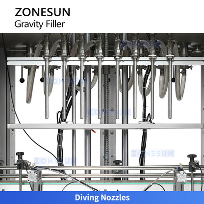 ZONESUN ZS-YT8T-8ZL 8-Head Gravity Filling Machine with Servo Diving Nozzles