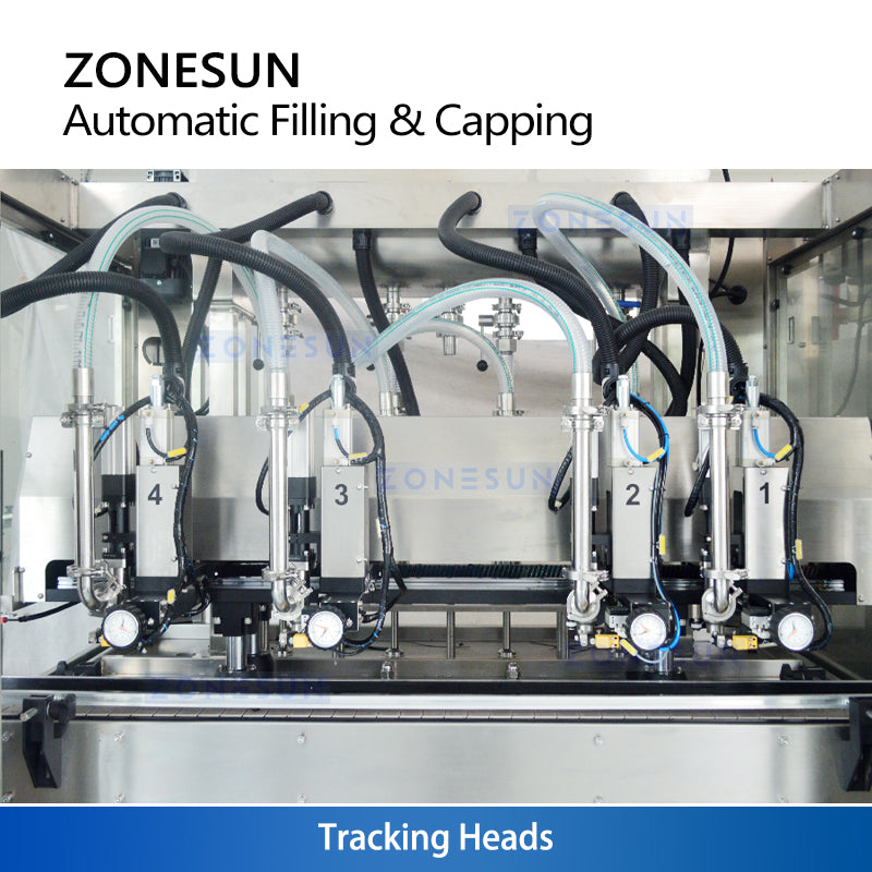 ZONESUN ZS-AFC24VT Efficient 4-Head Tracking Filler and Servo Capping Machine for Viscous Products