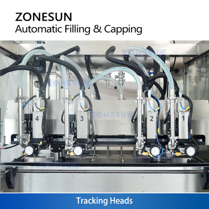 ZONESUN ZS-AFC24VT Efficient 4-Head Tracking Filler and Servo Capping Machine for Viscous Products