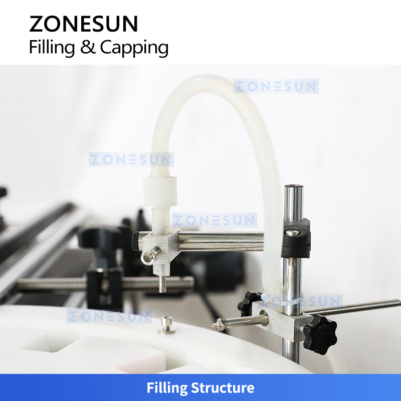 ZONESUN ZS-AFC25 Automatic Perfume Bottle Filling and Capping Machine with Magnetic Pump and Rotary Platform for Cosmetic Packaging