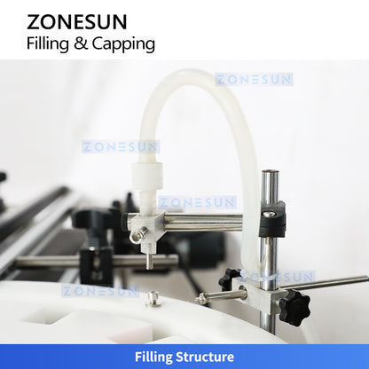 ZONESUN ZS-AFC25 Automatic Perfume Bottle Filling and Capping Machine with Magnetic Pump and Rotary Platform for Cosmetic Packaging
