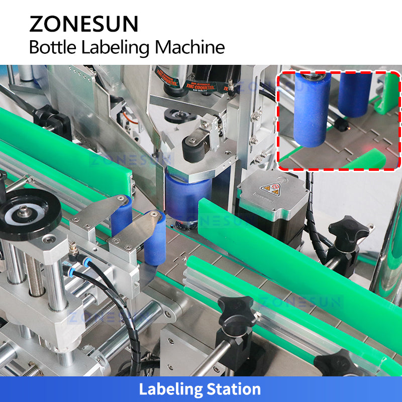 Dual-Labeling: ZONESUN ZS-TB822L2 Automatic Neck & Body Labeling Machine for Beer & Cosmetic Bottles
