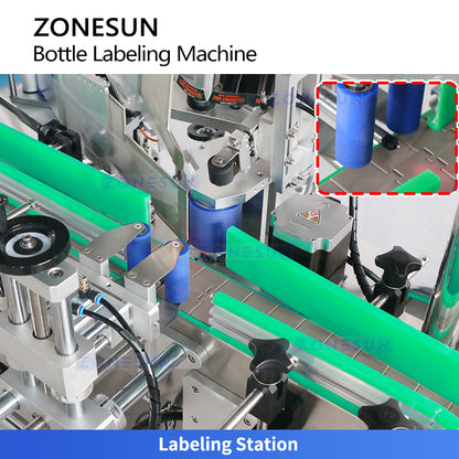 Dual-Labeling: ZONESUN ZS-TB822L2 Automatic Neck & Body Labeling Machine for Beer & Cosmetic Bottles