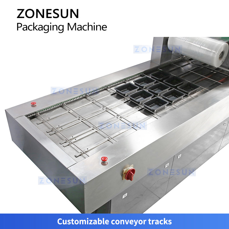 ZONESUN ZS-VSP100 Automatic Thermoforming Vacuum Packaging Machine for Meat Seafood Cheese and Ready Meals with Moisture Protection