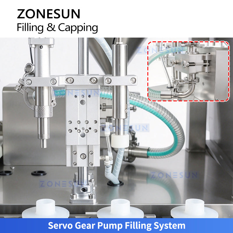 ZONESUN ZS-AFC48B Automatic Round Bottle Gear Pump Filling and Capping Machine