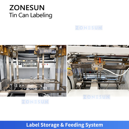 ZONESUN ZS-JTB80 High-Speed Automatic Horizontal Tin Can Wrap-Around Labeling Machine
