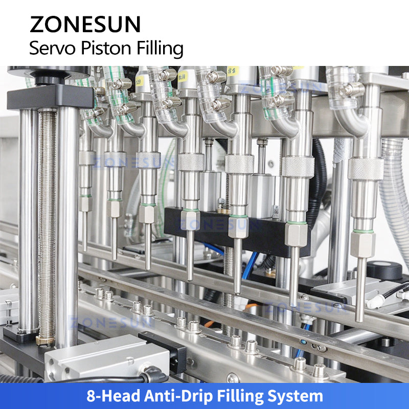 ZONESUN ZS-YT8T-8PX Automatic 8-Head Servo Piston Paste Filling Machine for Pastes and Viscous Liquid