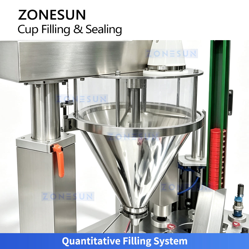 ZONESUN ZS-AFS20D Automatic Rotary Hidden Tea Cup & Coffee Powder Cup Filling and Sealing Machine