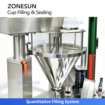ZONESUN ZS-AFS20D Automatic Rotary Hidden Tea Cup & Coffee Powder Cup Filling and Sealing Machine