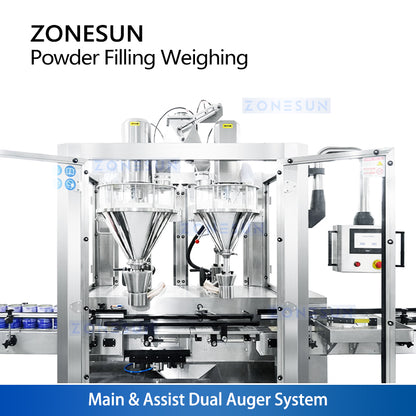 ZONESUN Automatic Dual Auger Powder Filling & Weighing Machine for Spice Coffee Powder ZS-FM6A