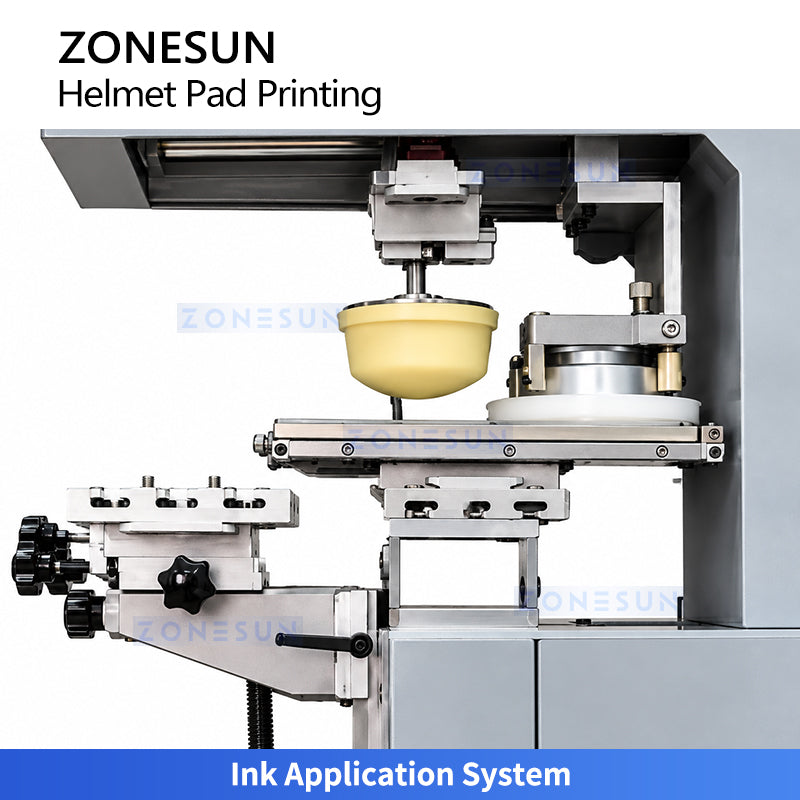 ZONESUN ZS-VTQYY2: Semi-Automatic Single-Color Helmet Pad Curved Surface Logo Printing Machine