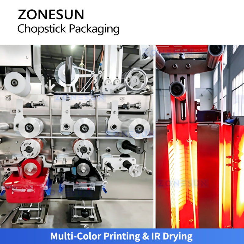 High Speed Tech: ZONESUN ZS-KZ60 Automatic Chopstick Paper Wrapping & Multi-Color Printing Machine