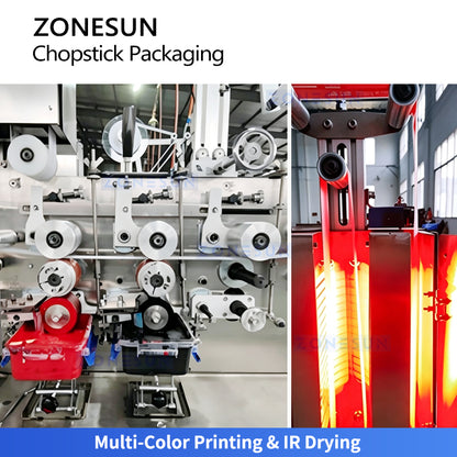 High Speed Tech: ZONESUN ZS-KZ60 Automatic Chopstick Paper Wrapping & Multi-Color Printing Machine