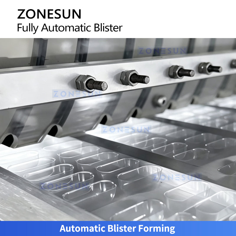 Full Auto: ZONESUN ZS-HFQ2 Linear Blister Packaging Machine for Alu-PVC, Carded Paper & Liquid Trays
