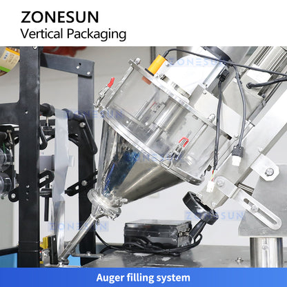 ZONESUN ZS-FS120Q Vertical Powder Packing Machine with Automatic Sachet Filling and Pillow-Type Back Seal for Coffee Spices and Pharma