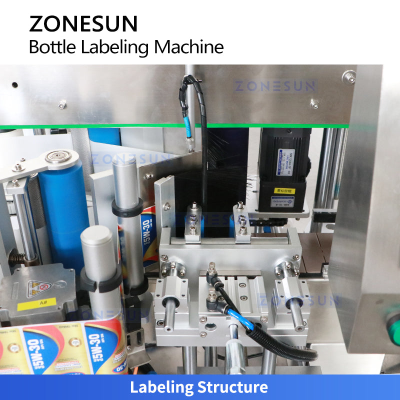 High Precision: ZONESUN ZS-TB300L Automatic Labeling Machine for Round & Flat Bottles Jars / Flasks