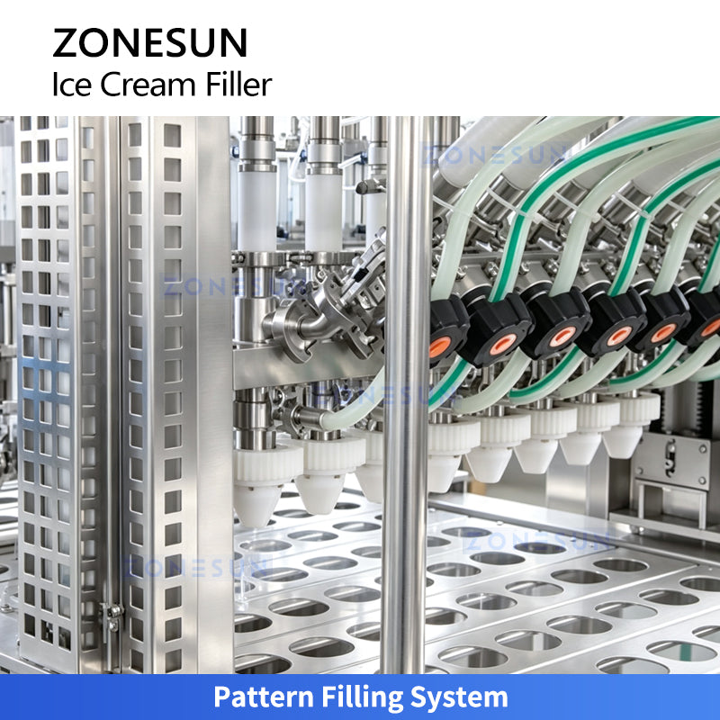 ZONESUN ZS-FS80 Automatic 8-Lane Ice Cream Filling and Sealing Machine for Cups & Cones