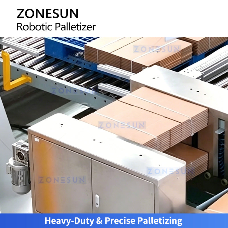 Smart Stacking: ZONESUN ZS-CSPM8 Corrugated Carton Robotic Palletizer & Sheet Placing System