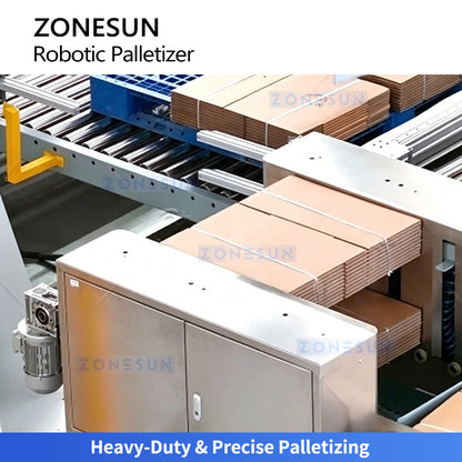 Smart Stacking: ZONESUN ZS-CSPM8 Corrugated Carton Robotic Palletizer & Sheet Placing System