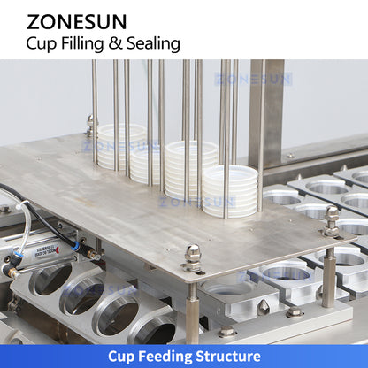 Mass Production: ZONESUN ZS-AFS01P Automatic 4-Head Yogurt & Pudding Cup Filling Sealing Machine