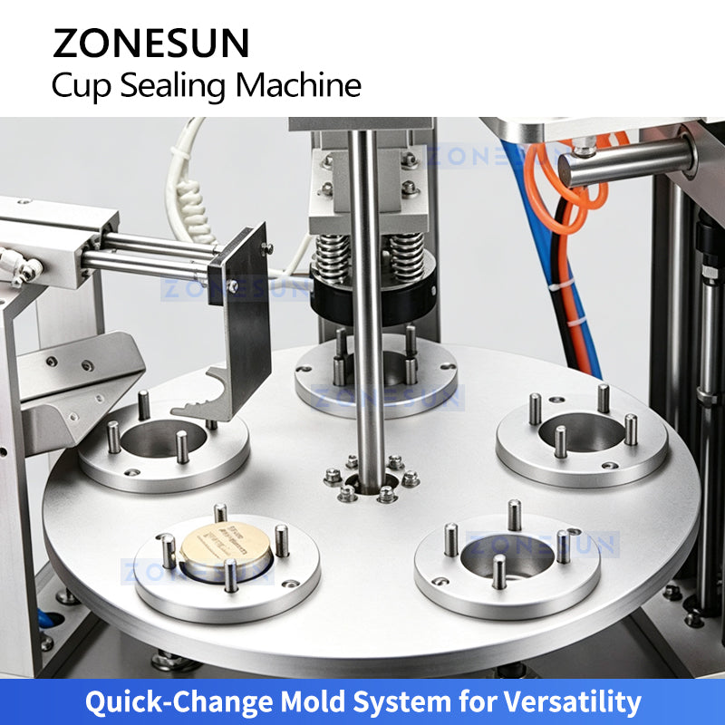 ZONESUN ZS-KCS6 Automatic Pneumatic Rotary Cup Tea Can Heat Sealing Machine