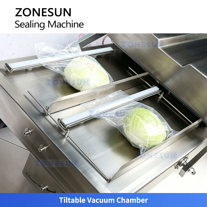ZONESUN ZS-DZ500K Semi-Automatic Tilt Double Chamber Vacuum Packaging Machine
