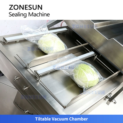 ZONESUN ZS-DZ500K Semi-Automatic Tilt Double Chamber Vacuum Packaging Machine