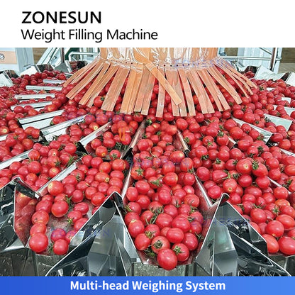 ZONESUN ZS-GWF24 Automatic Multi-Head Weigher Small Fruit Clamshell Tray Filling Packing Machine