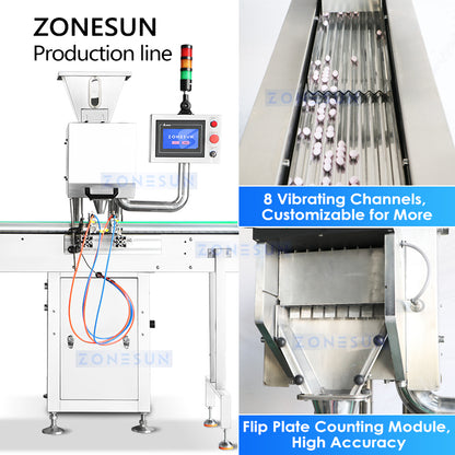 ZONESUN ZS-AFLC Automatic Gummy Candy Counting Bottling Line Bubble Gum Machine ZS-AFLC