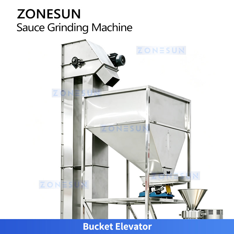 Auto Infeed: ZONESUN ZS-YM80 Industrial 2-Stage Peanut Butter & Cocoa Liquid Grinding Machine Line