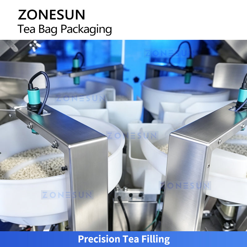ZONESUN ZS-FS80 Automatic Pyramid Tea Bag Inner; Outer Packaging Machine for Loose Leaf Tea, Herbal Tea