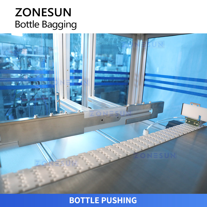 ZONESUN ZS-SPL20 Automatic Plastic Bottle Bagging Machine for Beverage, Detergent and Spray Bottles