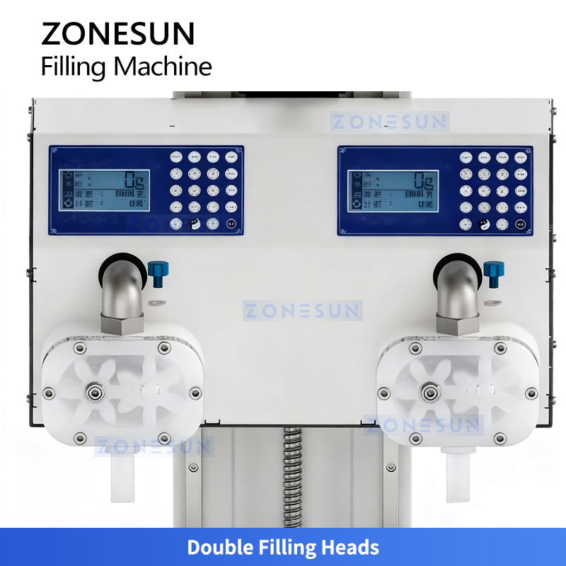 ZONESUN ZS-DTFP2 Dual-Head Semi-Automatic Paste Filling Machine for Sauce Cream Honey Production