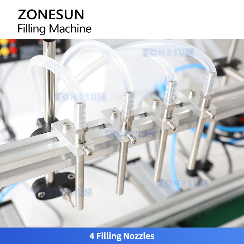 ZONESUN ZS-DTDP400V Precision Liquid Filling Machine with Dual Cylinder Separation and Four Heads