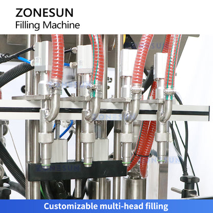 Smooth Flow: ZONESUN ZS-YT4T-4PH Heated Piston Pump Filling Machine for Peanut Butter, Honey & Sauce