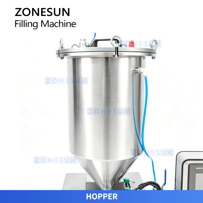 ZONESUN ZS-GTPP1M Semi Automatic Servo Piston Pressure Filling Machine Pressurized Hopper Paste Cosmetic Cream Lip Gloss Filler