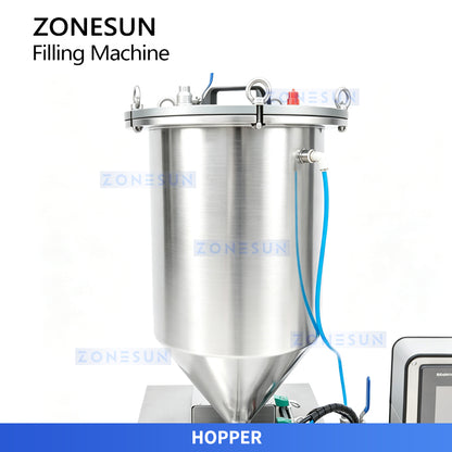 ZONESUN ZS-GTPP1M Semi Automatic Servo Piston Pressure Filling Machine Pressurized Hopper Paste Cosmetic Cream Lip Gloss Filler