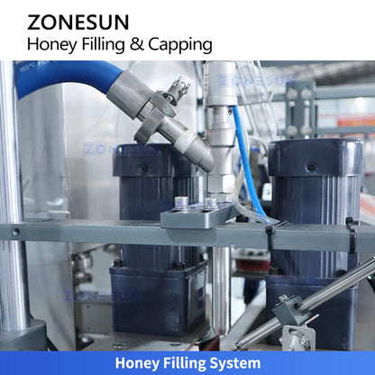 ZONESUN ZS-FSHS22 Automatic Honey Filling and Press Capping Machine for Viscous Liquids